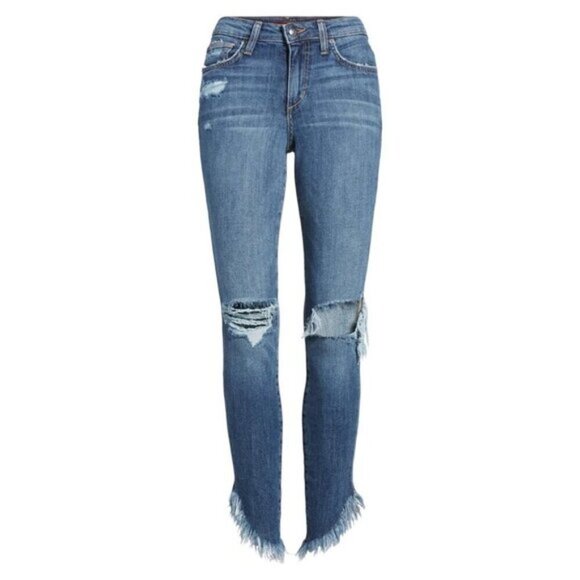 Joe’s Jeans Skinny Jeans Icon Aydin Distressed asymmetrical hem frayed knee - Picture 3 of 16